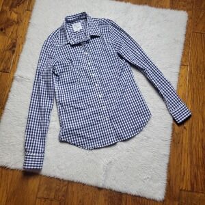 The Shirt by Rochelle Behrens Button Up Shirt Women's XS Blue White Plaid